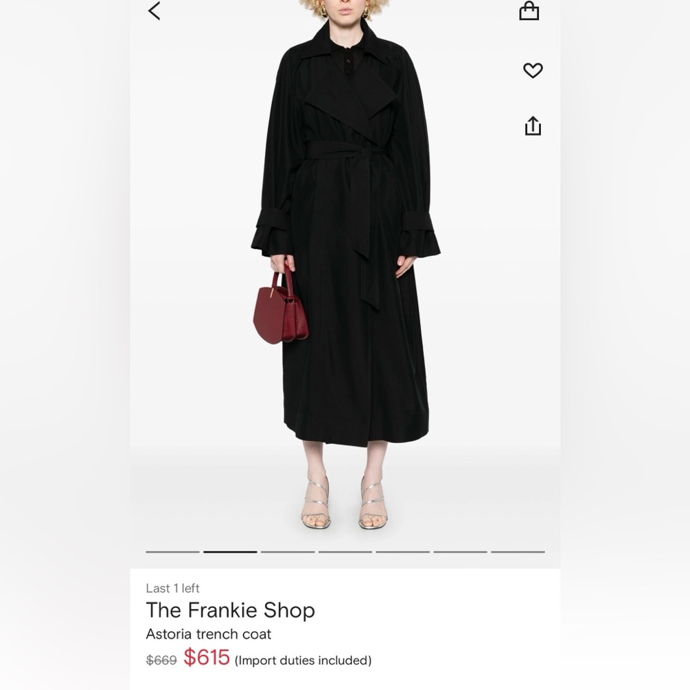 The Frankie Shop Black Long Sleeve Trench Coat